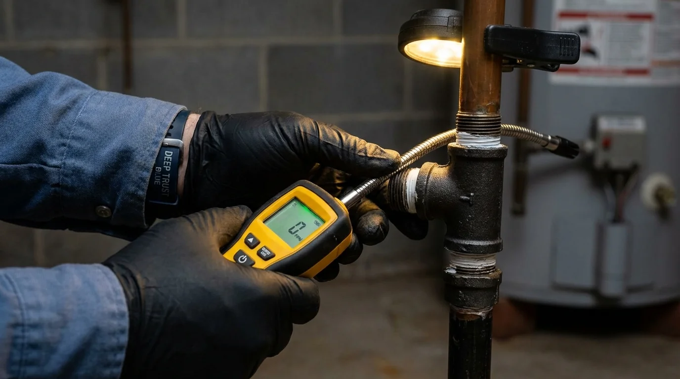 Gas leak detection with electronic sniffer by Johns Plumbing LLC in Rockledge