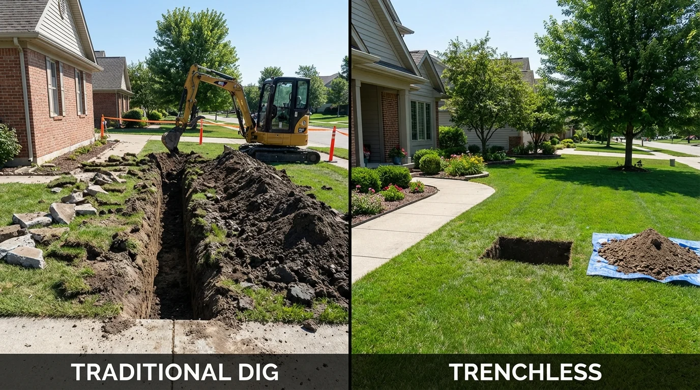 Trenchless sewer repair with minimal yard damage versus traditional excavation in Rockledge, FL